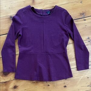 Ann Taylor Medium Peplum Burgendy Blouse